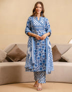 Viscose Rayon Floral Print Straight 3 Piece Kurta Set