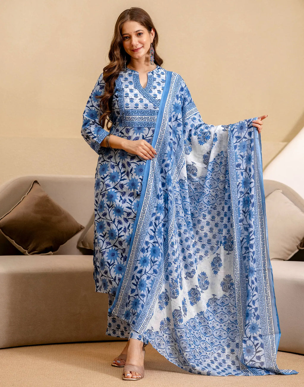 Viscose Rayon Floral Print Straight 3 Piece Kurta Set