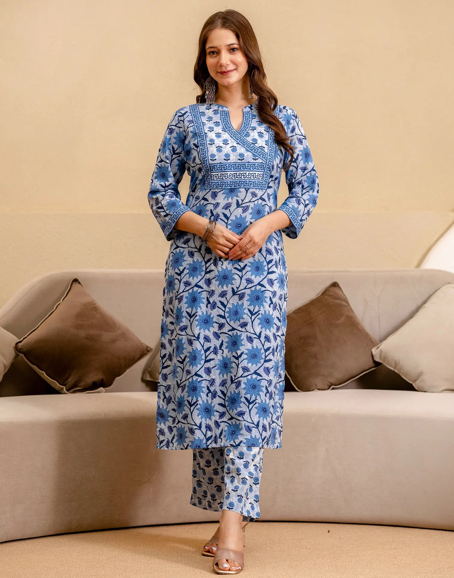 Viscose Rayon Floral Print Straight 3 Piece Kurta Set