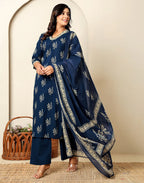 Viscose Rayon Printed Straight 3 Piece Kurta Set