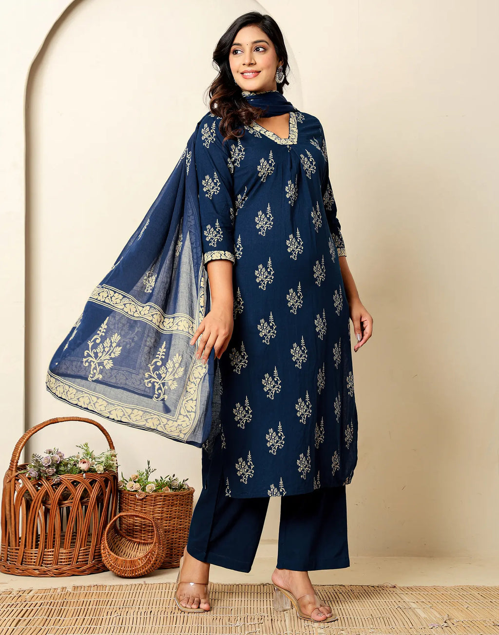 Viscose Rayon Printed Straight 3 Piece Kurta Set