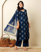 Viscose Rayon Printed Straight 3 Piece Kurta Set