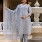 Cotton Printed Anarkali Kurta with Pant & Dupatta