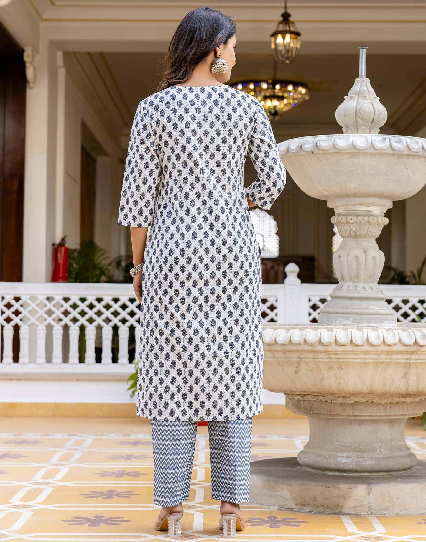 Cotton Printed Anarkali Kurta with Pant & Dupatta