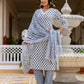 Cotton Printed Anarkali Kurta with Pant & Dupatta