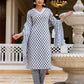 Cotton Printed Anarkali Kurta with Pant & Dupatta