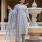 Cotton Printed Anarkali Kurta with Pant & Dupatta
