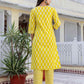 Cotton Printed A-Line Kurta with Pant & Dupatta