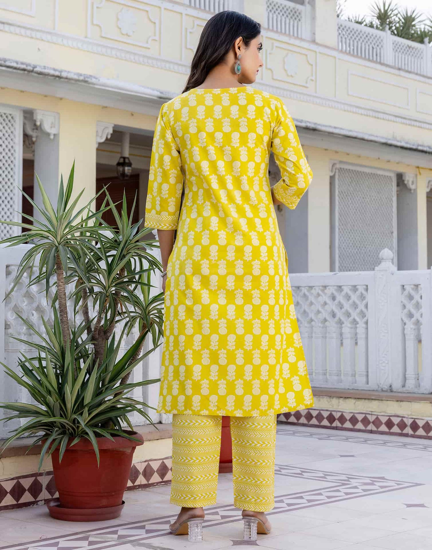 Cotton Printed A-Line Kurta with Pant & Dupatta