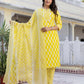 Cotton Printed A-Line Kurta with Pant & Dupatta