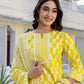 Cotton Printed A-Line Kurta with Pant & Dupatta