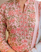 Skylee Cotton Printed Straight 3 Piece Kurta Set For Woman