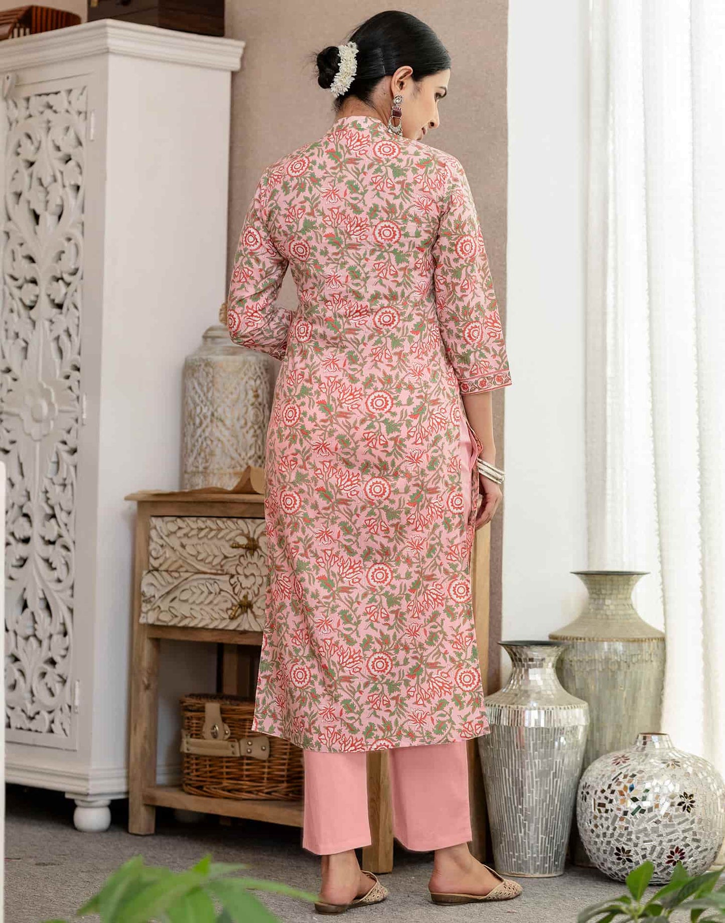 Cotton Printed A-Line Kurta with Pant & Dupatta