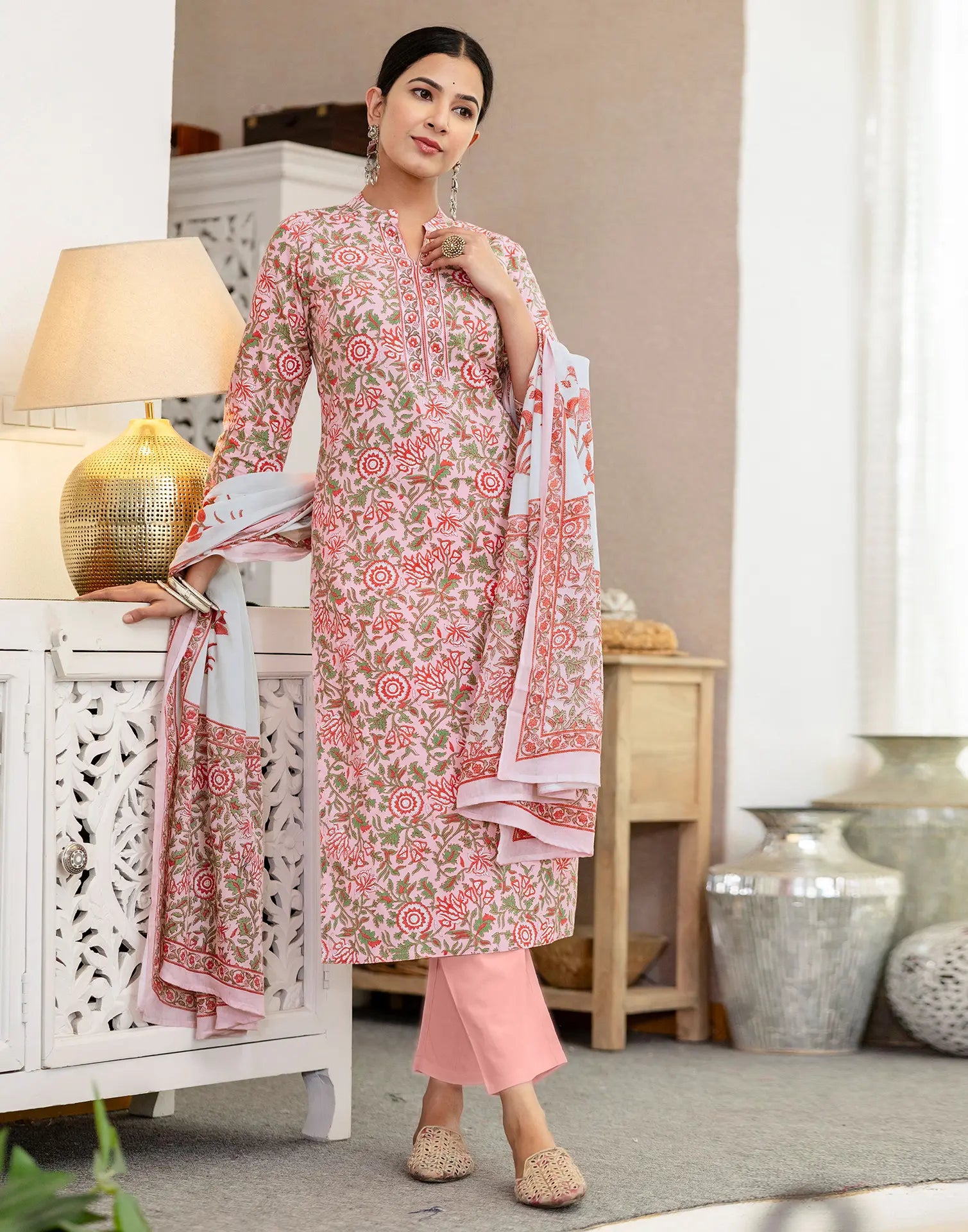 Cotton Printed Straight 3 Piece Kurta Set