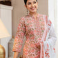 Cotton Printed A-Line Kurta with Pant & Dupatta