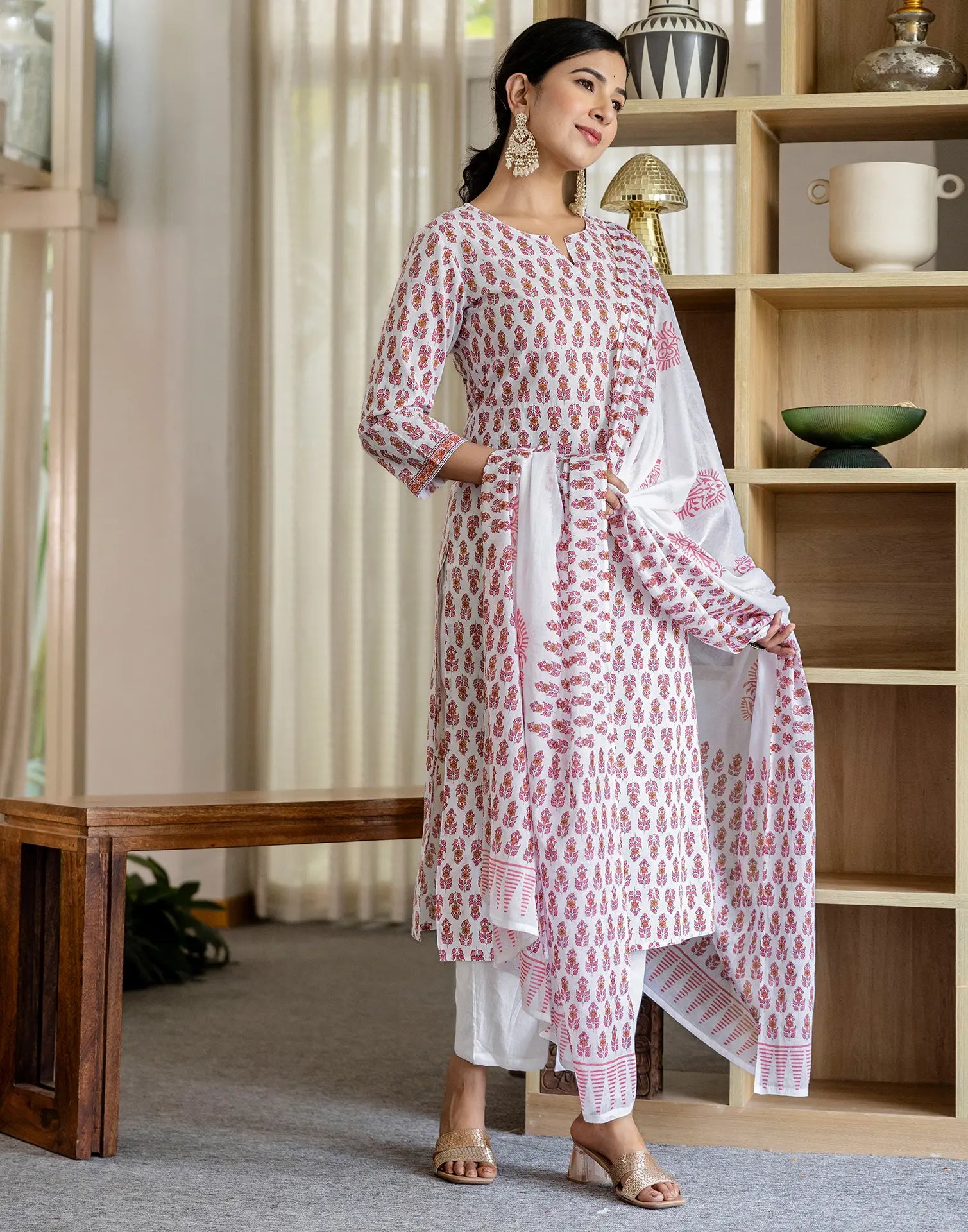 Viscose Rayon Printed Straight 3 Piece Kurta Set