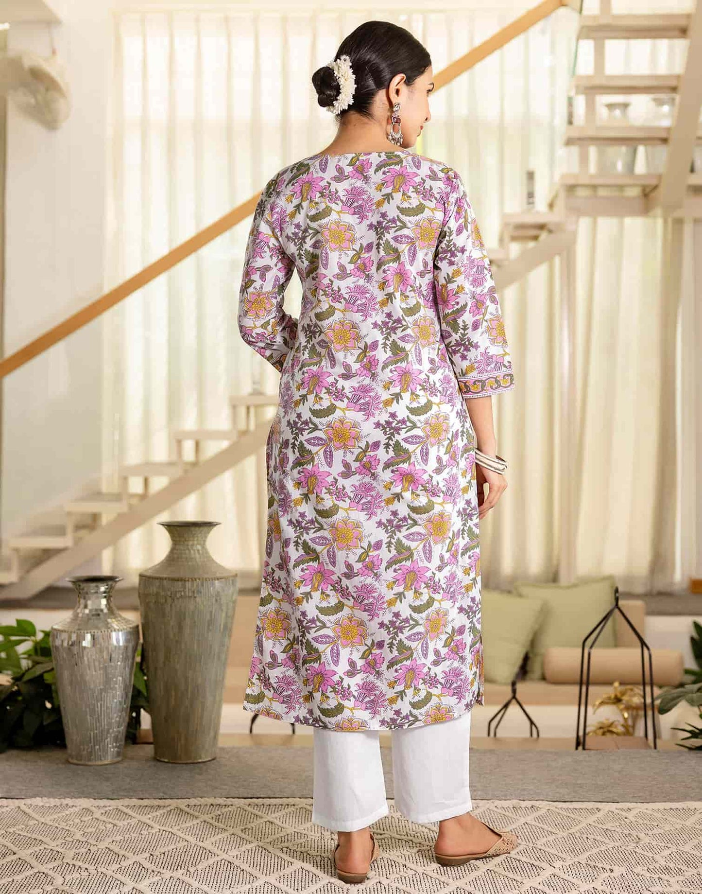 Cotton Printed A-Line Kurta with Pant & Dupatta