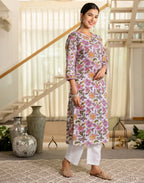 Viscose Rayon Printed Straight 3 Piece Kurta Set
