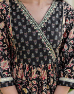 Cotton Embroidered Angarkha 3 Piece Kurta Set