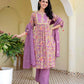 Cotton Printed, Embroidery, Tassels Anarkali Kurta with Pant & Dupatta