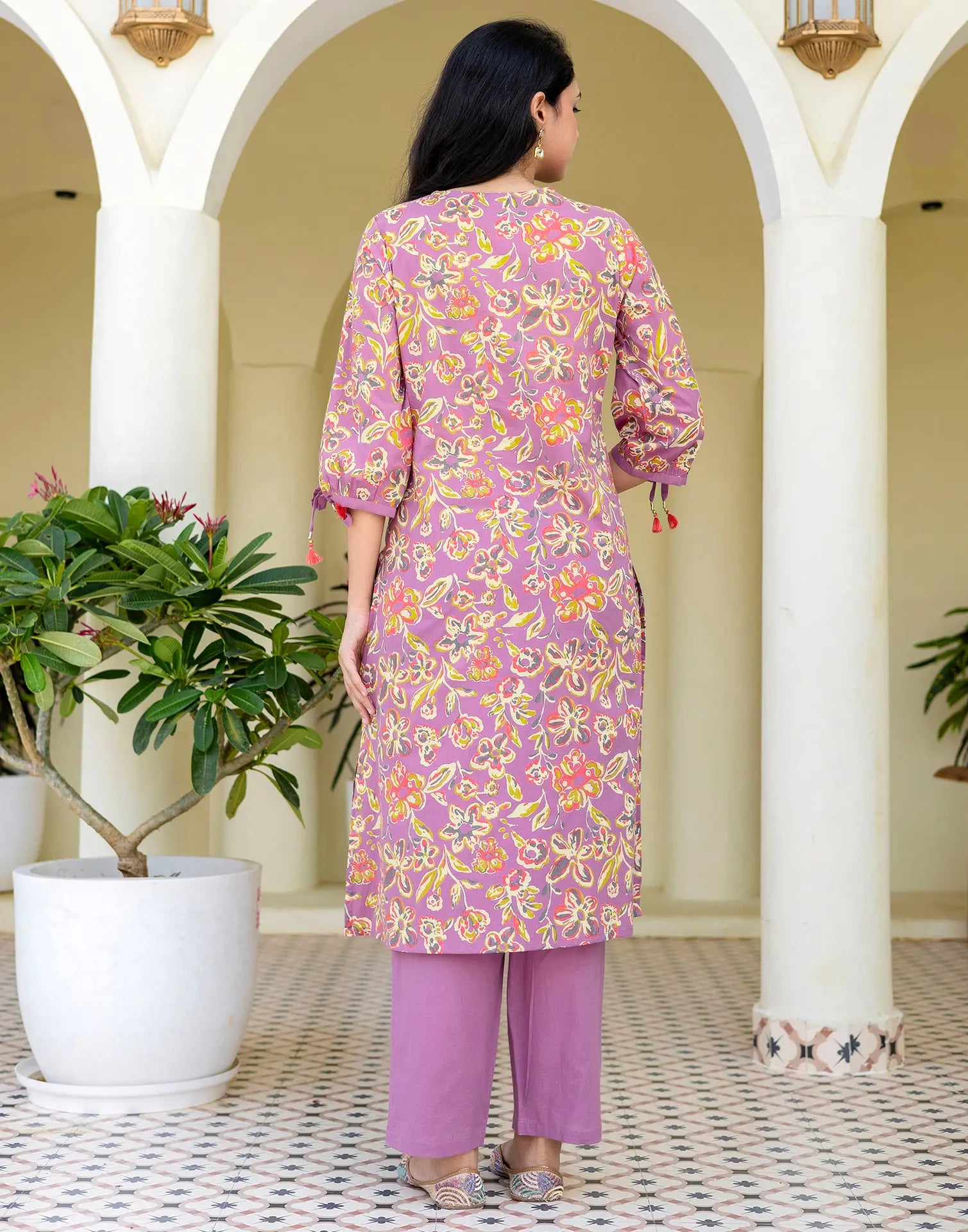 Cotton Floral Print A-Line 3 Piece Kurta Set