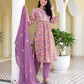 Cotton Printed, Embroidery, Tassels Anarkali Kurta with Pant & Dupatta
