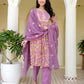 Cotton Printed, Embroidery, Tassels Anarkali Kurta with Pant & Dupatta