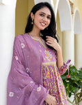 Cotton Floral Print A-Line 3 Piece Kurta Set