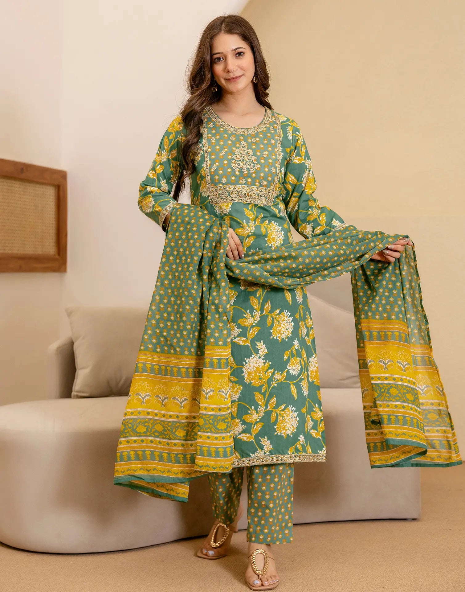 Viscose Rayon Embroidered Straight 3 Piece Kurta Set