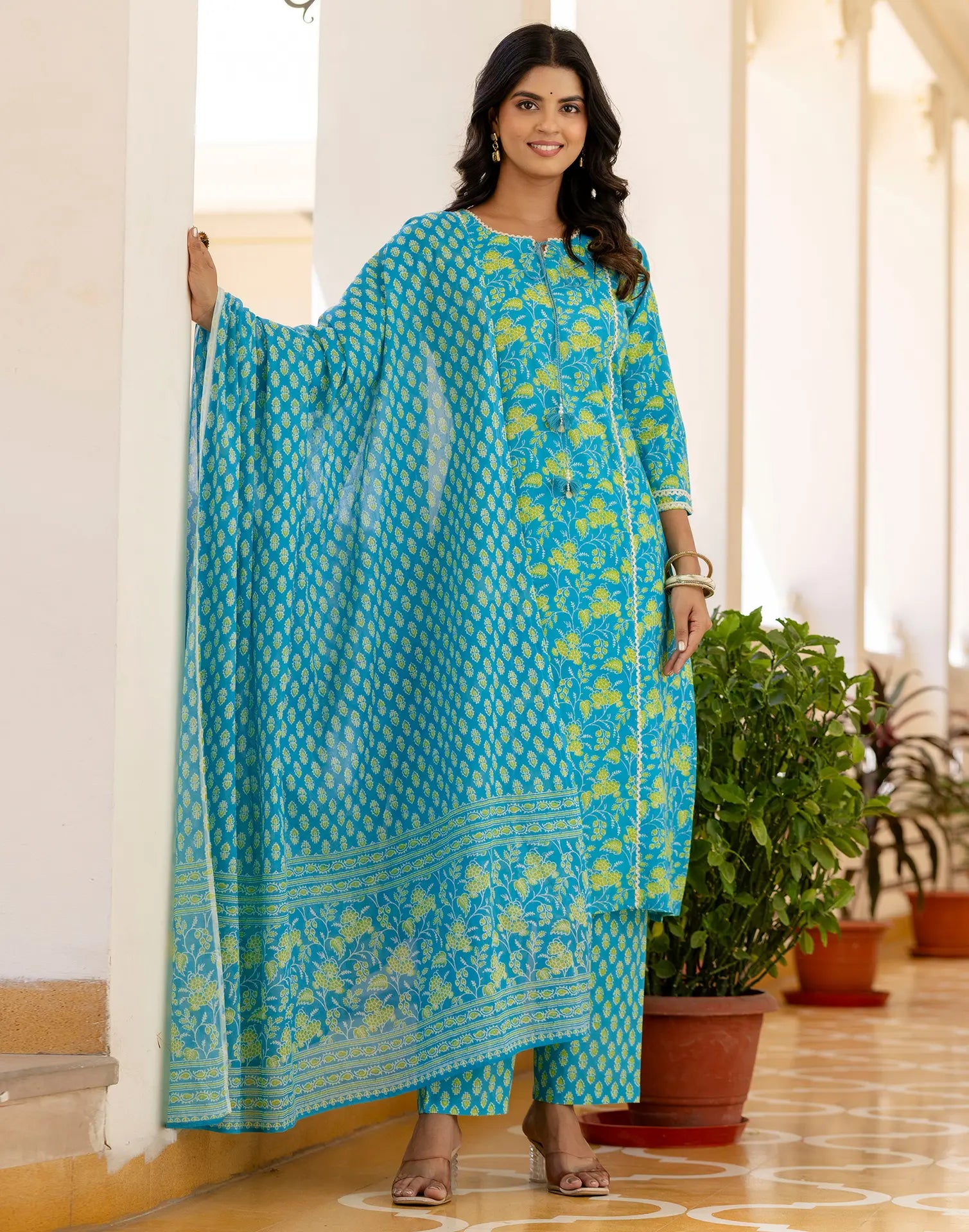 Viscose Rayon Printed Straight 3 Piece Kurta Set