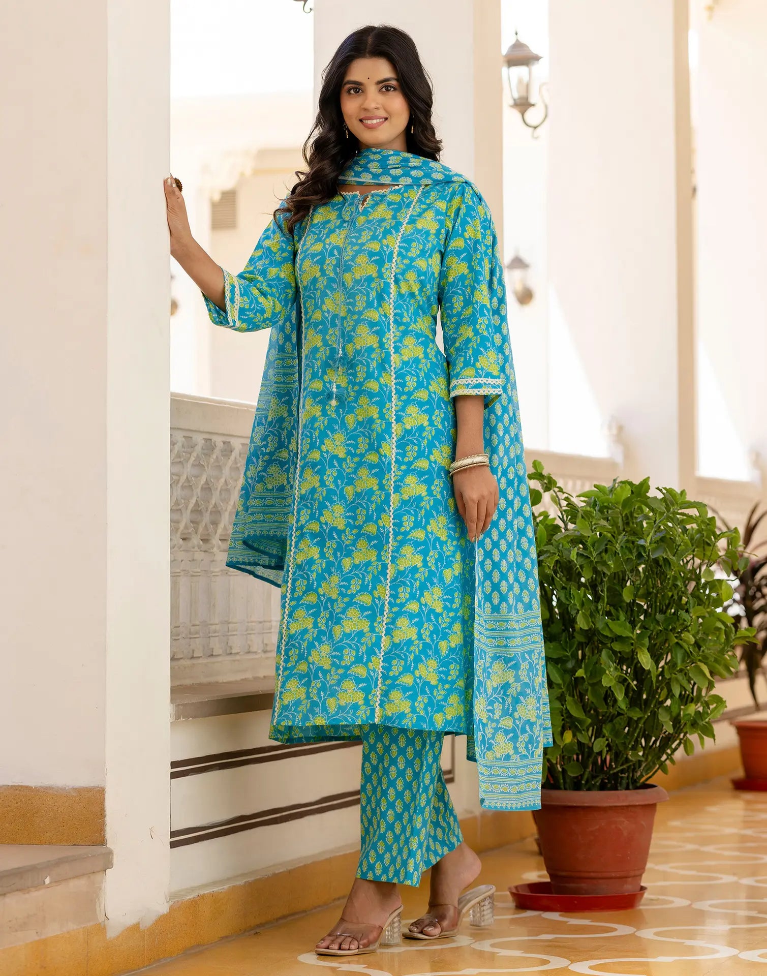 Viscose Rayon Printed Straight 3 Piece Kurta Set