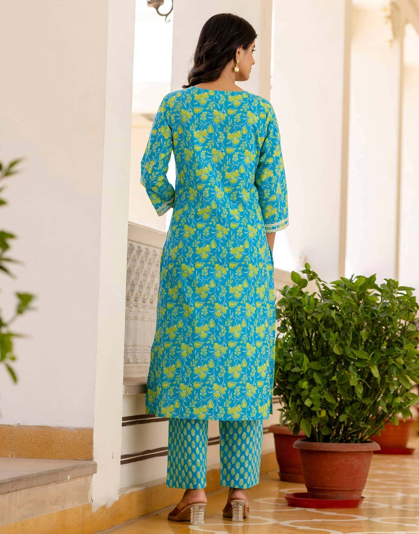 Cotton Printed, Lace, Tassels Straight Kurta with Pant & Dupatta