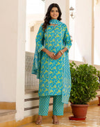 Viscose Rayon Printed Straight 3 Piece Kurta Set