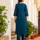 Cotton Embroidered Straight Kurta with Pant & Dupatta