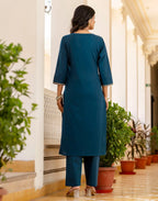 Cotton Embroidered Straight 3 Piece Kurta Set