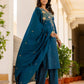 Cotton Embroidered Straight Kurta with Pant & Dupatta