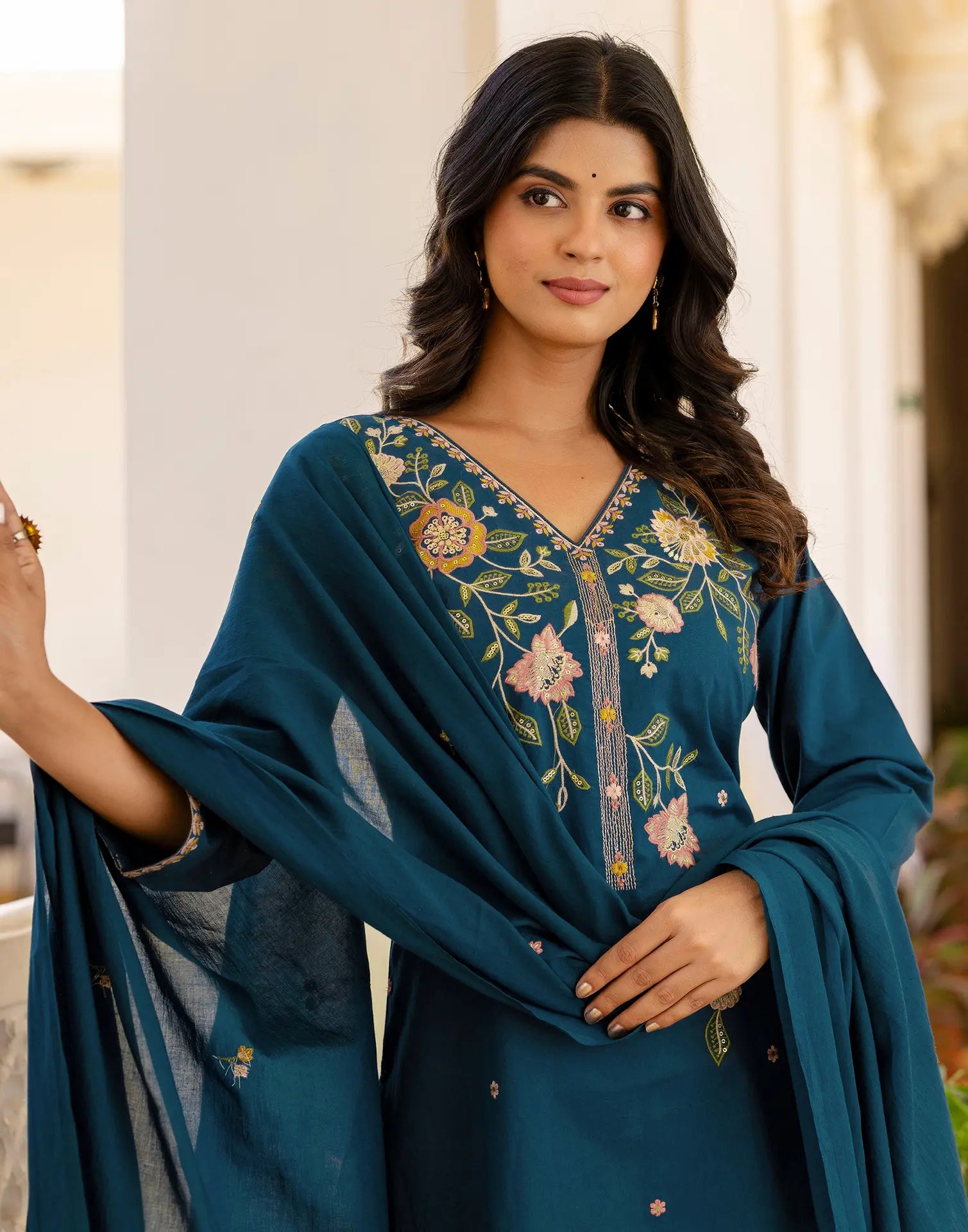 Cotton Embroidered Straight 3 Piece Kurta Set