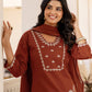 Cotton Embroidery and Sequins Work, Embroidery Lace Straight Kurta with Pant & Dupatta