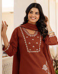 Cotton Embroidered Straight 3 Piece Kurta Set