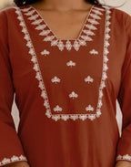 Cotton Embroidered Straight 3 Piece Kurta Set
