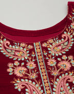 Velvet Embroidered Straight 3 Piece Kurta Set