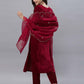 Velvet Embroidery Straight Kurta with Pant & Dupatta