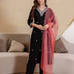 Rayon Embroidered Straight Kurta with Pant & Dupatta
