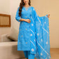 Cotton Printed Straight Kurta with Pant & Dupatta