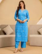 Viscose Rayon Embroidered Straight 3 Piece Kurta Set