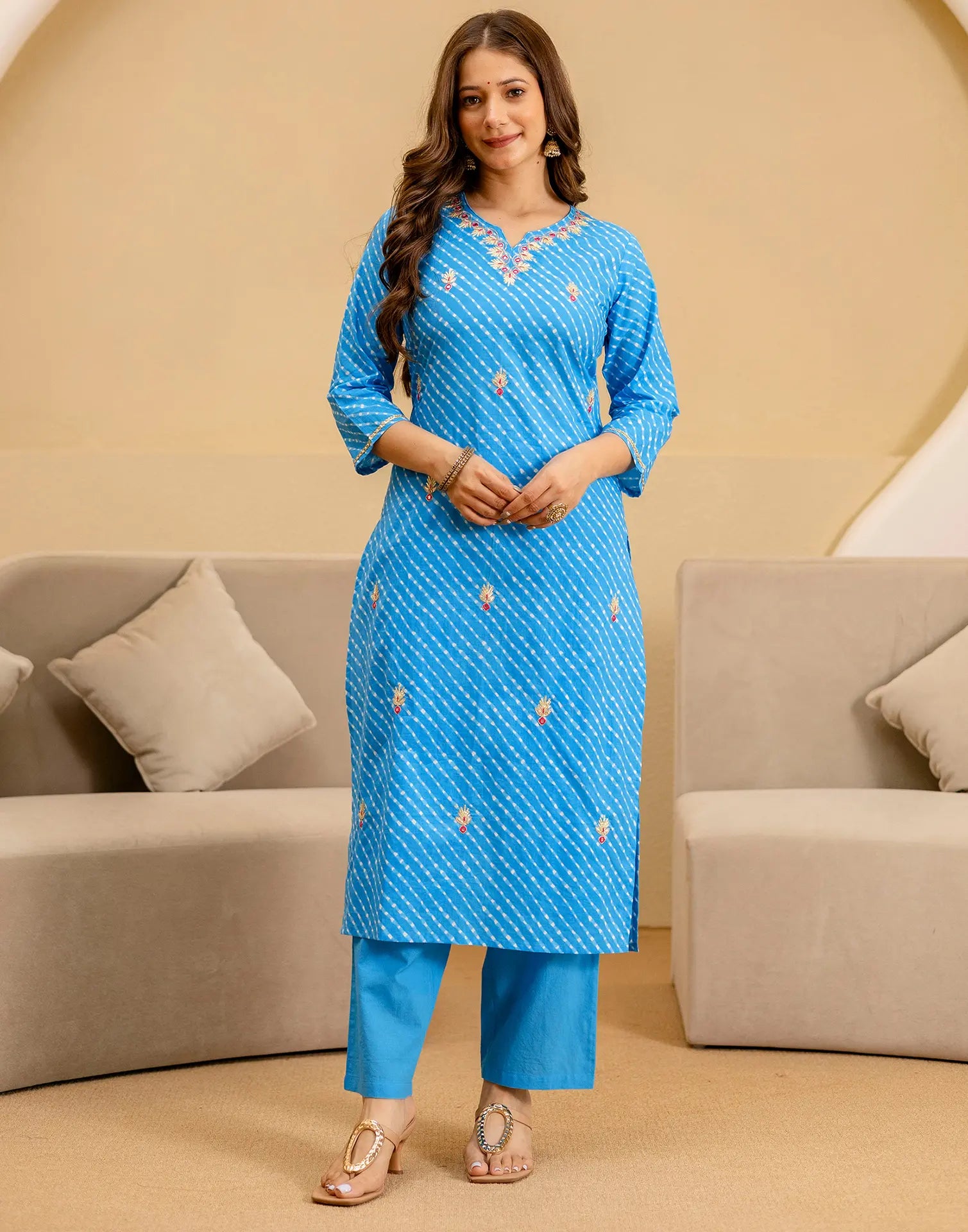 Viscose Rayon Embroidered Straight 3 Piece Kurta Set