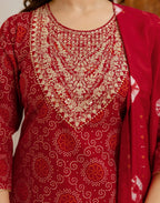 Viscose Rayon Embroidered Straight 3 Piece Kurta Set