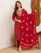 Viscose Rayon Embroidered Straight 3 Piece Kurta Set