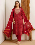 Viscose Rayon Embroidered Straight 3 Piece Kurta Set