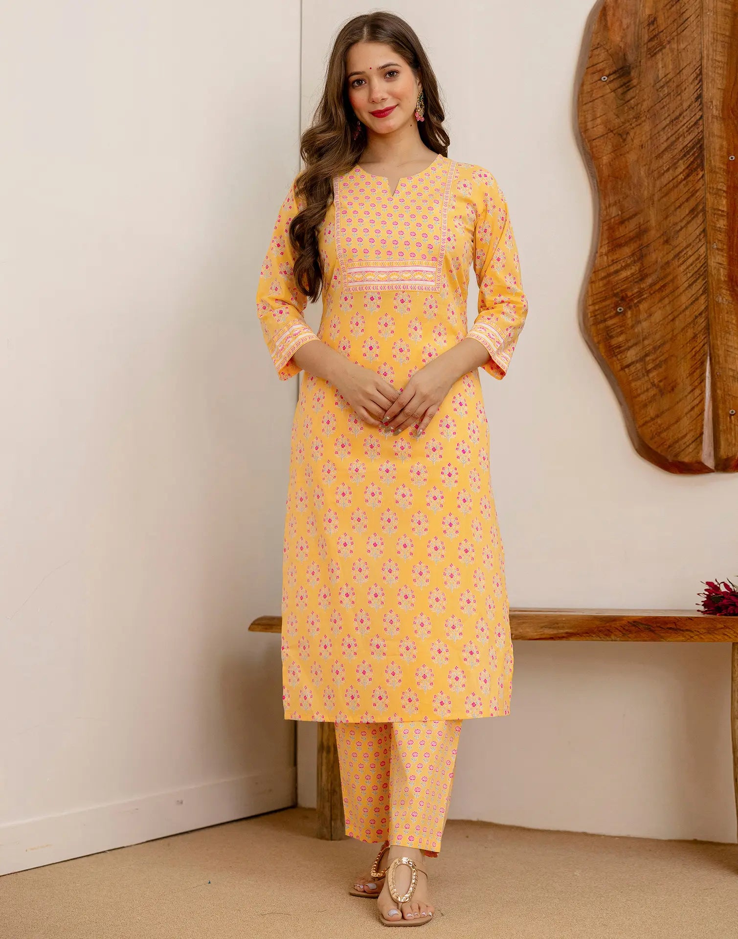Viscose Rayon Floral Print Straight 3 Piece Kurta Set